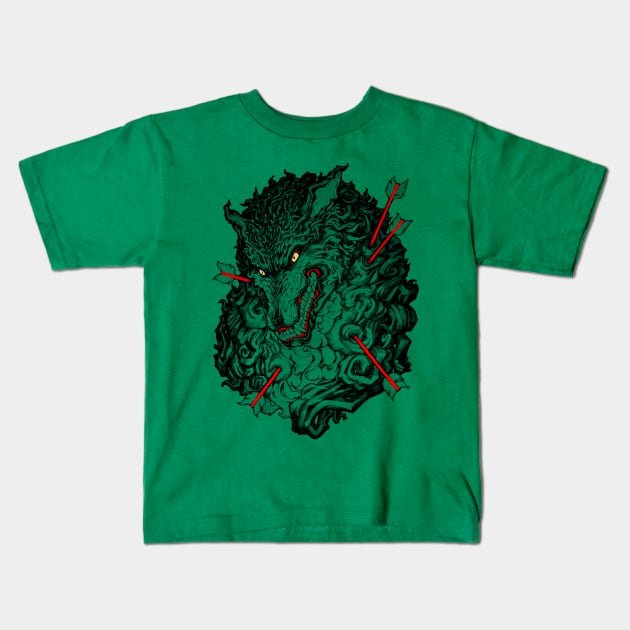 Wolf fight Kids T-Shirt by Villainmazk